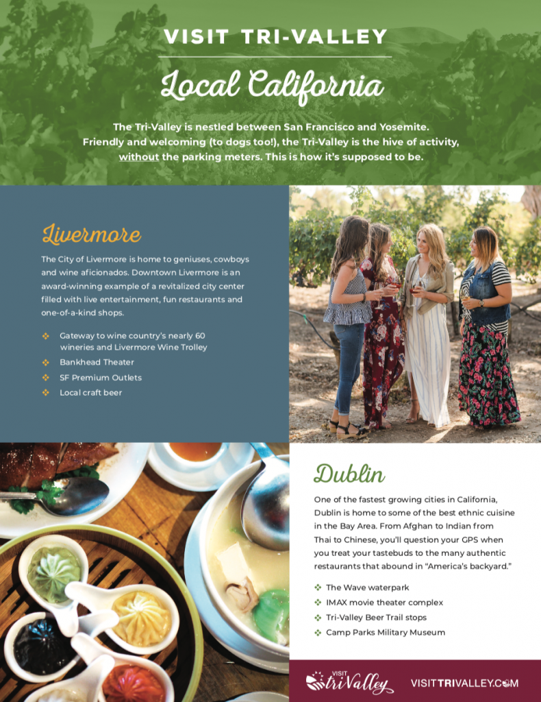 Visit Tri-Valley Visit Tri-Valley Sales Sheet Design